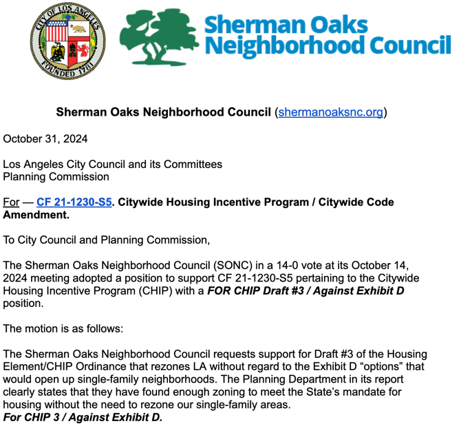 SONC Supports Citywide Housing Incentive Program (Draft #3, Without Exhibit D)